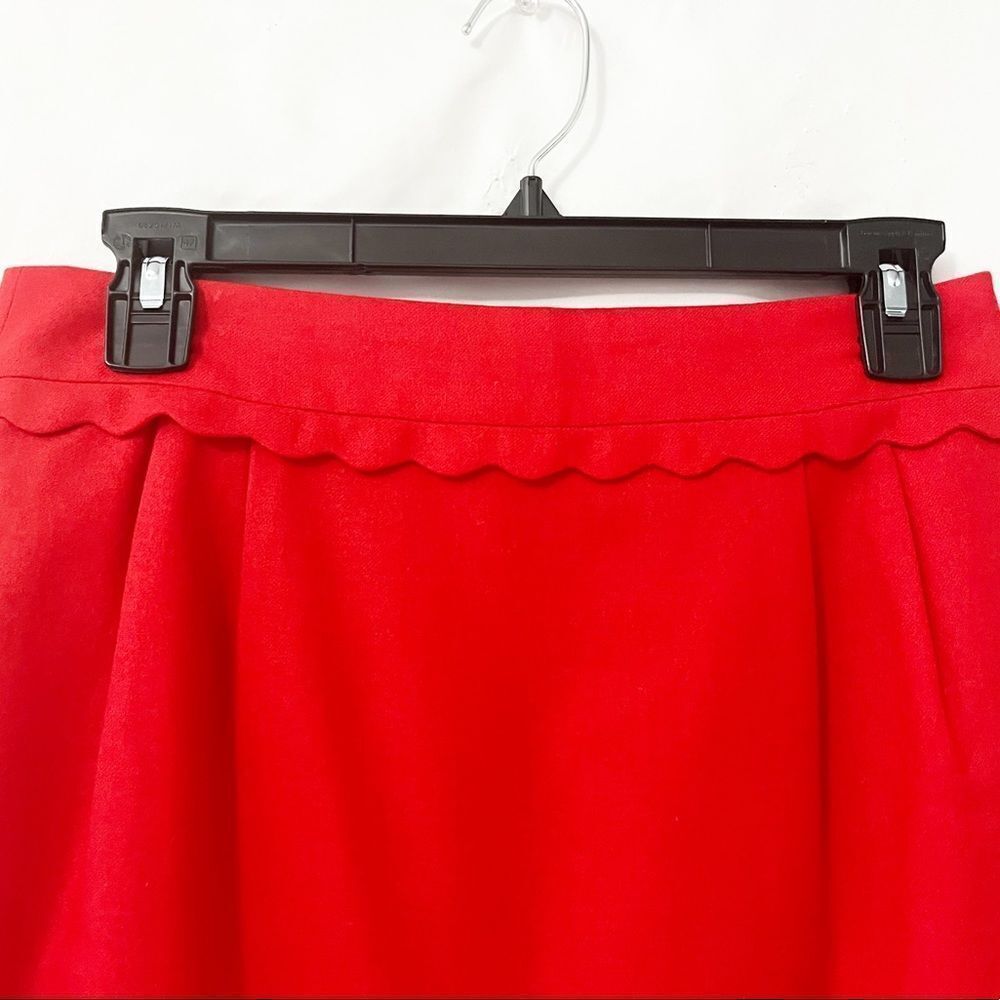 🟢J. Crew Red Ruffle Wool Pencil Skirt Size 2 - Picture 2 of 6